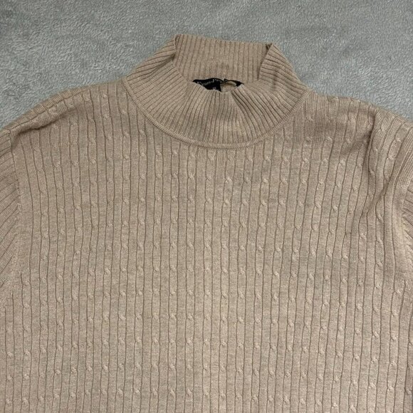 Evan Picone Plus Size 3X Tan Ribbed Mock Neck Sweater Long Sleeve Pullover - Picture 8 of 16